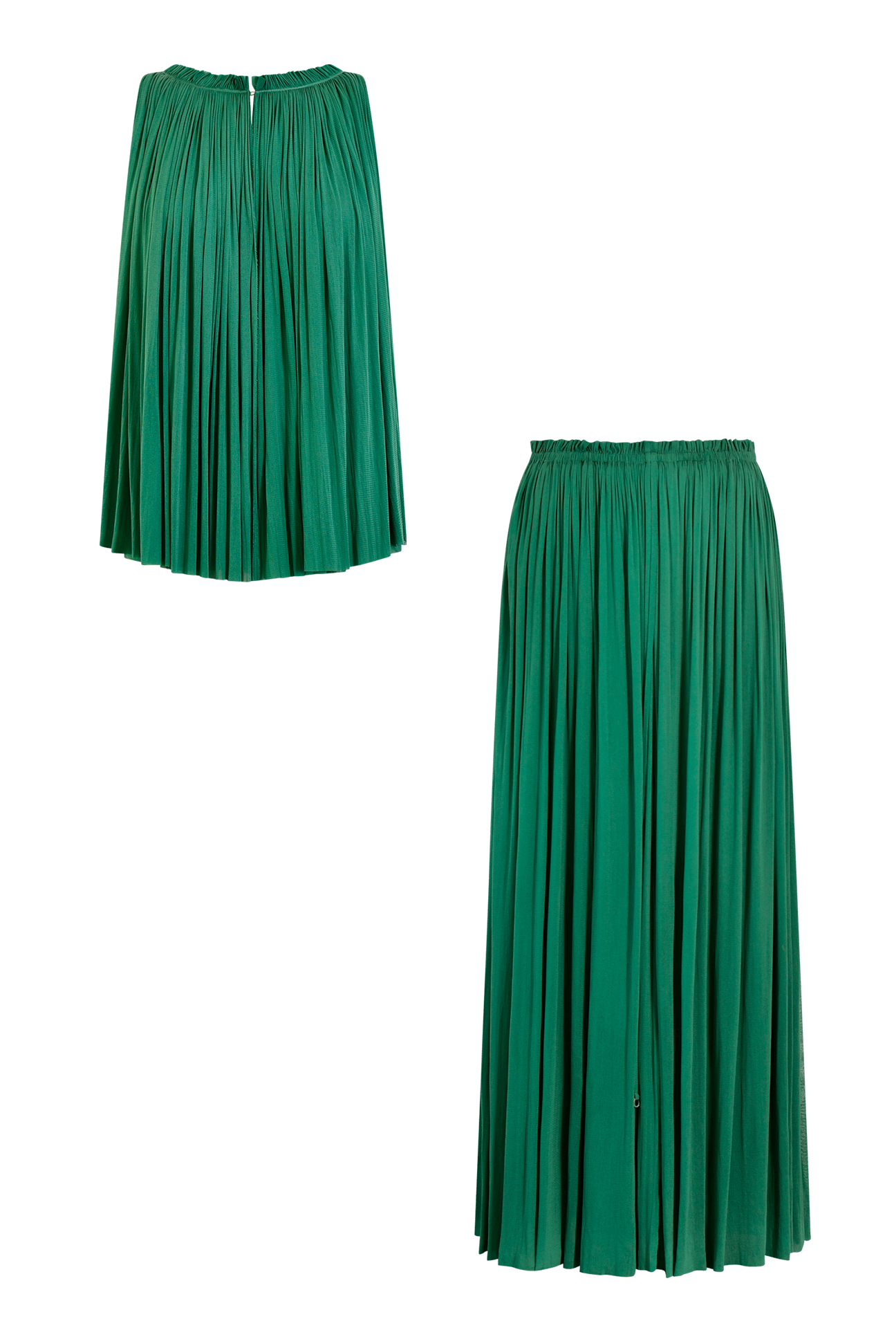 Forest Green Silk Halter Set, skirt and halter top in 100% Grade 6A mulberry silk, HANNE BLOCH