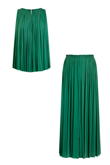 Forest Green Silk Halter Set, skirt and halter top in 100% Grade 6A mulberry silk, HANNE BLOCH