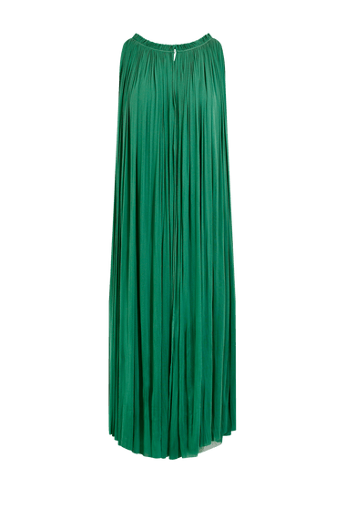 Forest Green Silk Tulle Halter Dress, floor-length 100% Grade 6A mulberry silk, image 4, HANNE BLOCH