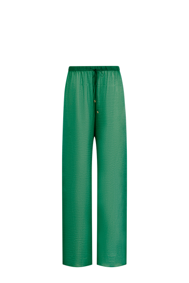 Forest Green Silk Trousers, wavy 100% Grade 6A mulberry silk, HANNE BLOCH