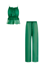 Forest Green Silk Trousers String Set, trousers and string top in Grade 6A silk, HANNE BLOCH