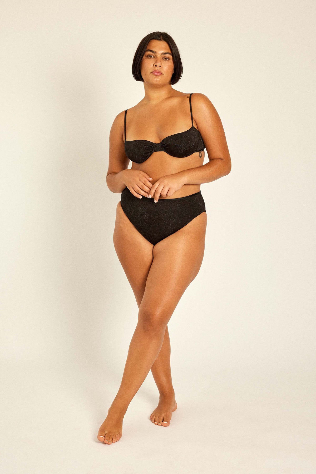 Black Glitter High Brief