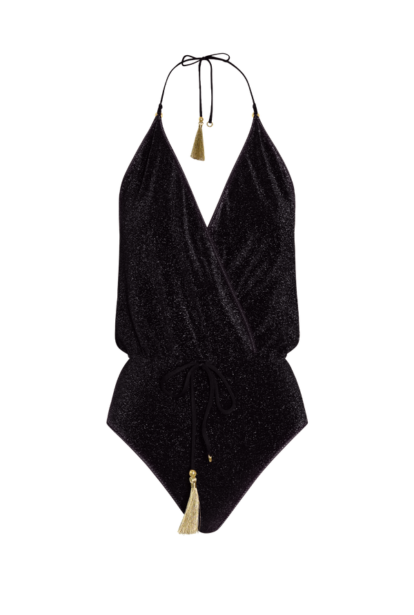 Black sequin swimsuit sales