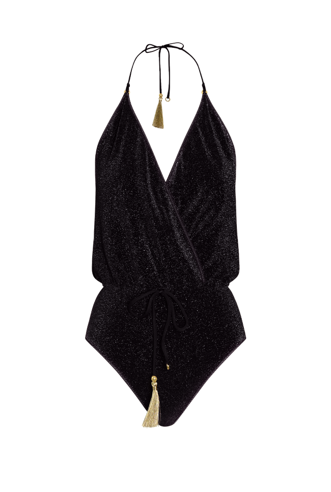 Black Glitter V-Swimsuit