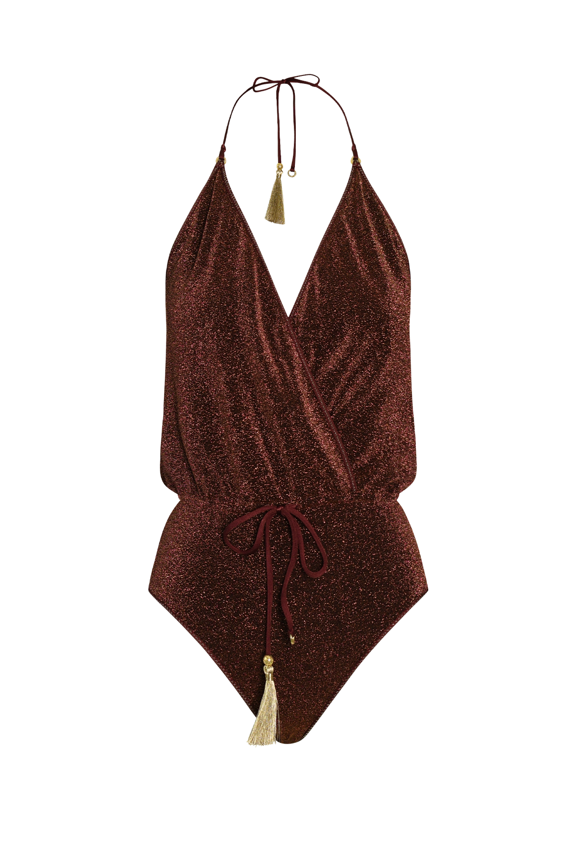 Bordeaux Glitter V-Swimsuit