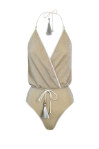 Cream Glitter V-Swimsuit
