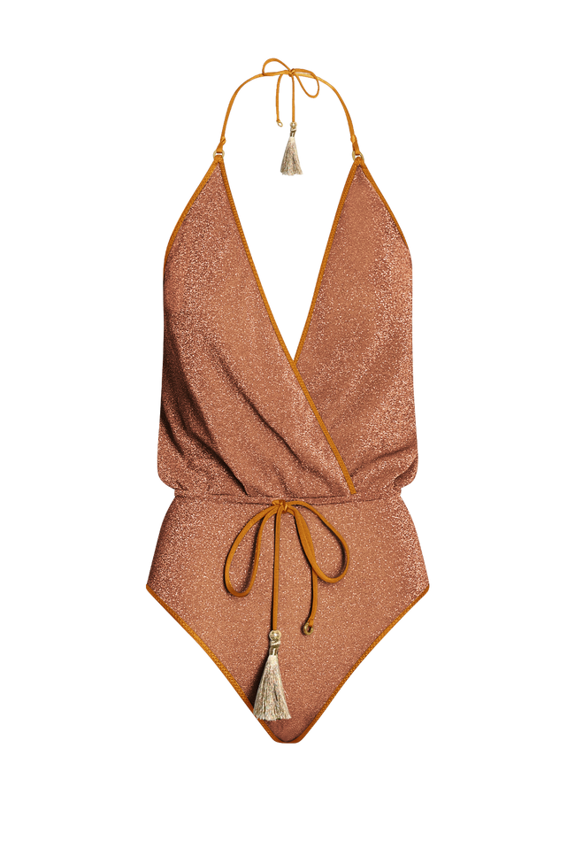 Rust Glitter V-Swimsuit