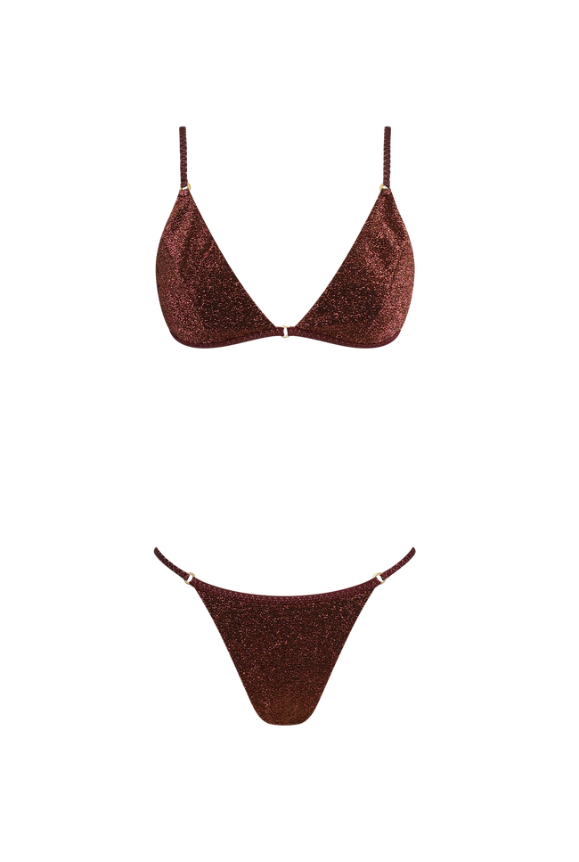 Bordeaux Glitter Brazilian Bikini