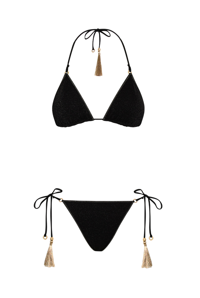 Black Glitter Dreiecks-Bikini