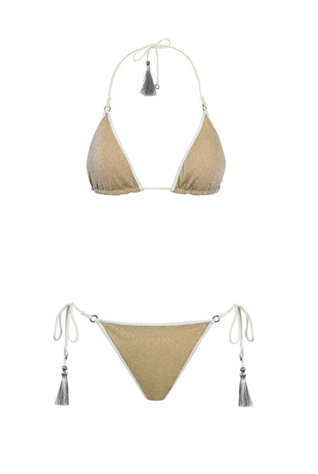 Ivory Glitter Triangle Bikini