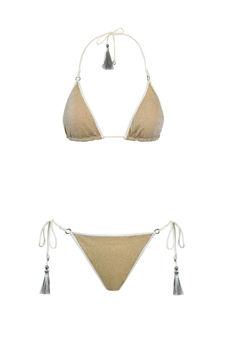Ivory Glitter Triangle Bikini