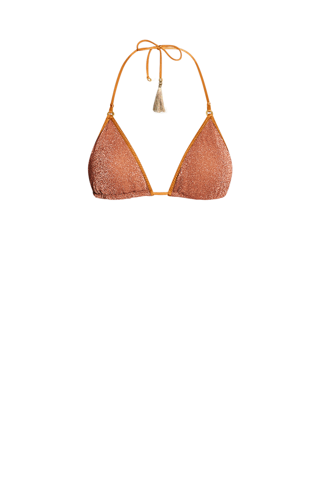 Rust Glitter Triangle Bikini - Top