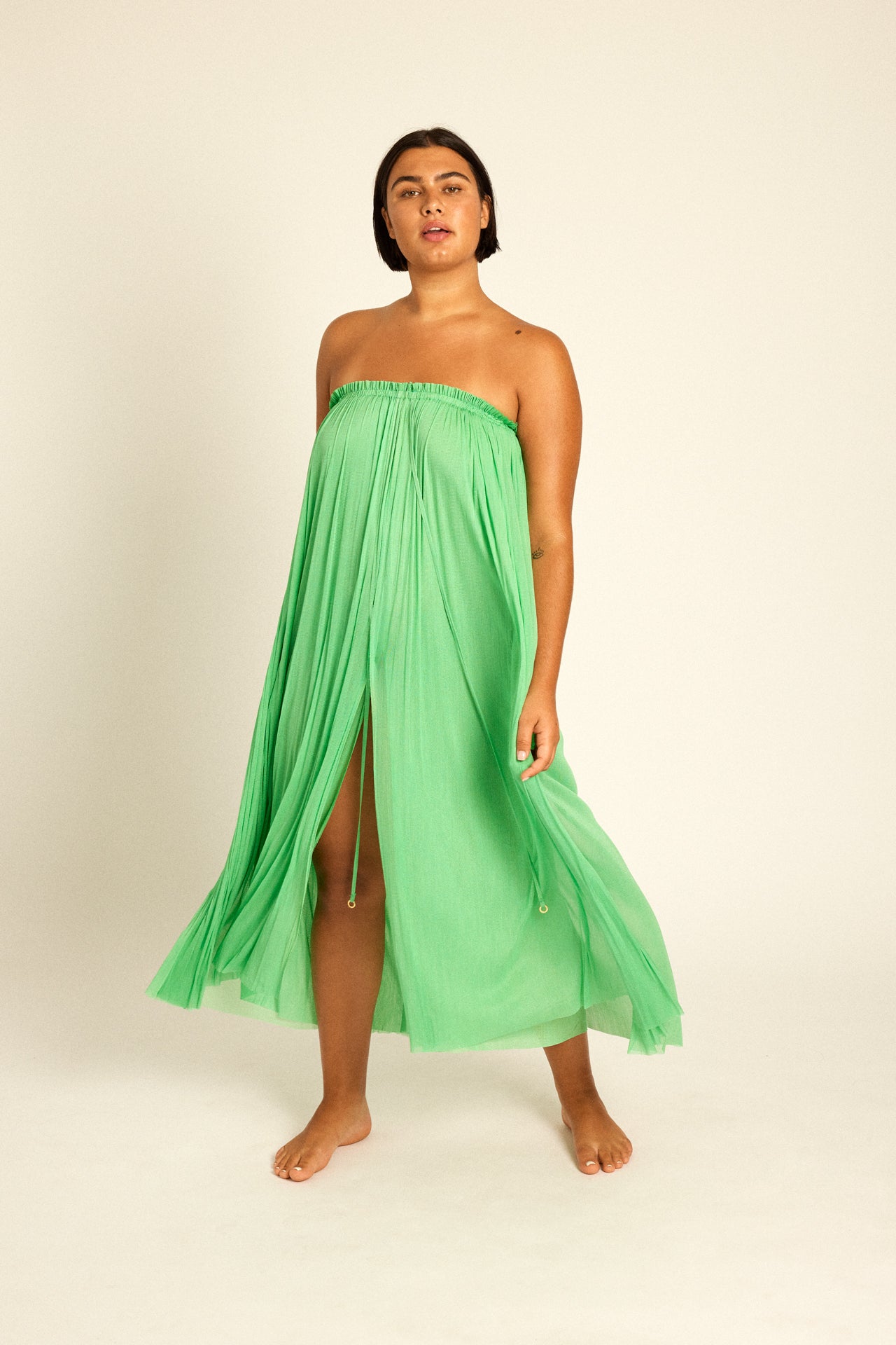 Mint Silk Tulle Long Skirt