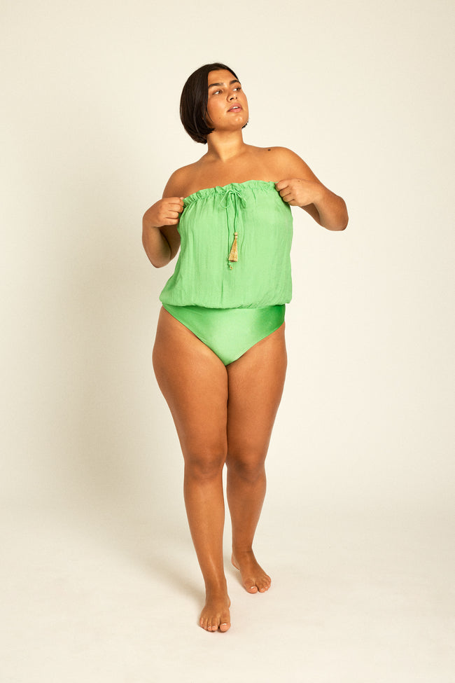 Mint Bandeau Silk Swimsuit