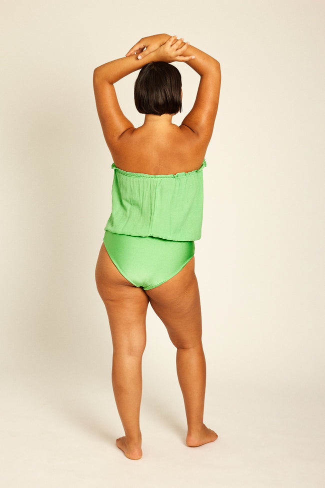 Mint Bandeau Silk Swimsuit