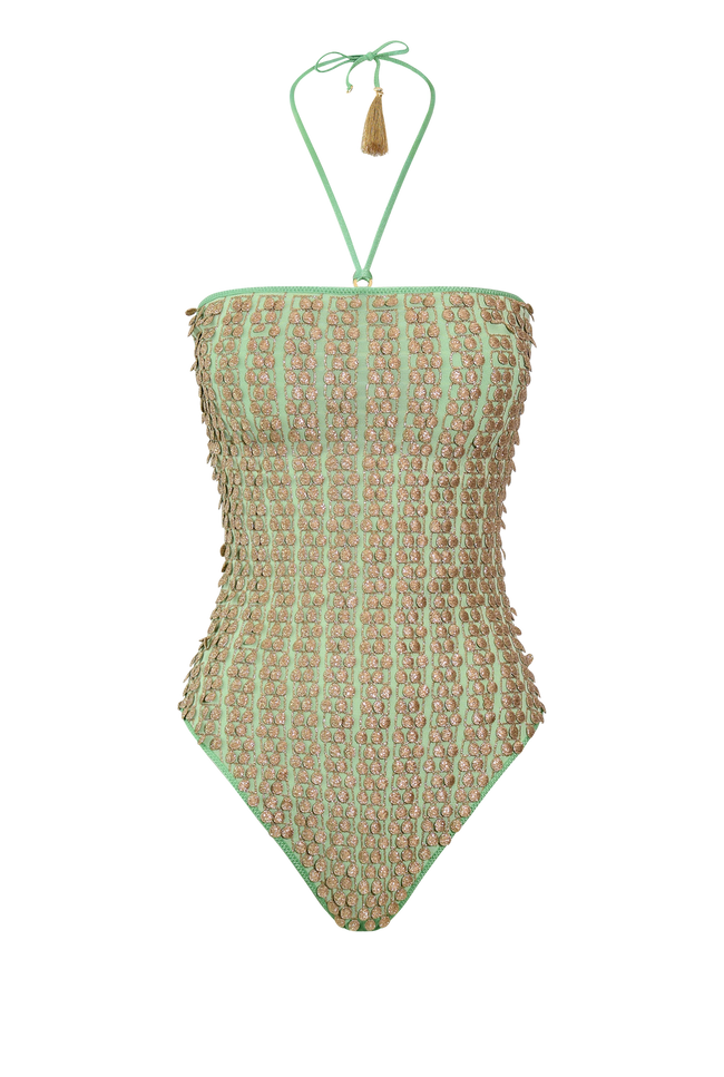 Mint Pom Pom Swimsuit