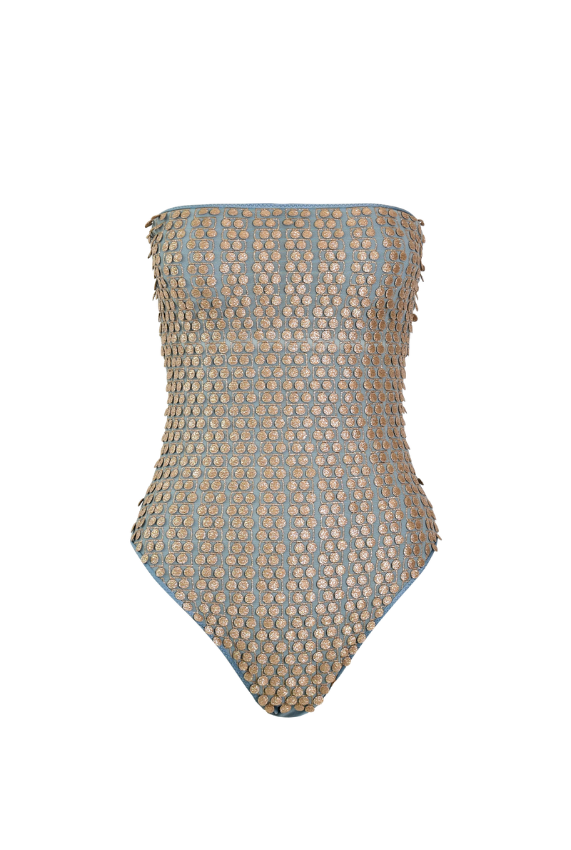 Blue Pom Pom Swimsuit