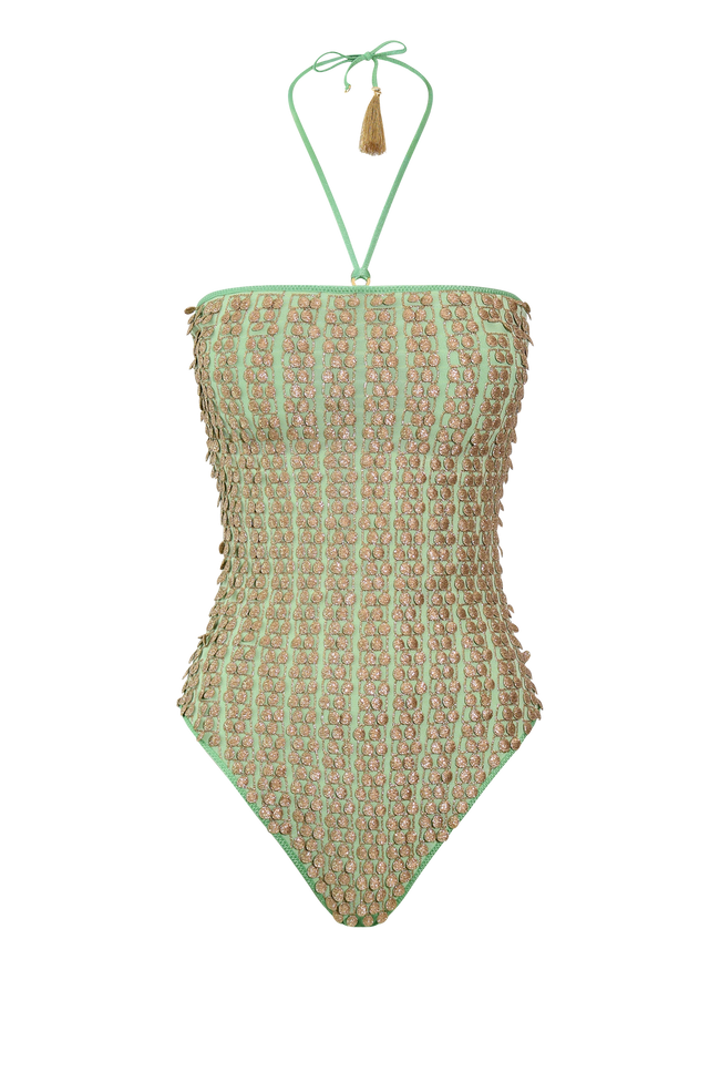 Mint Pompom Swimsuit