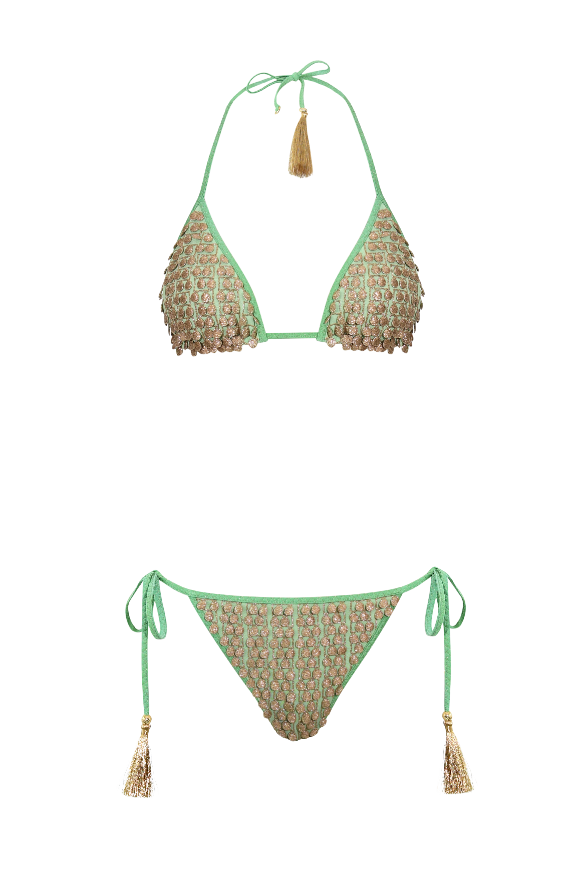 Mint Pom Pom Triangle Bikini