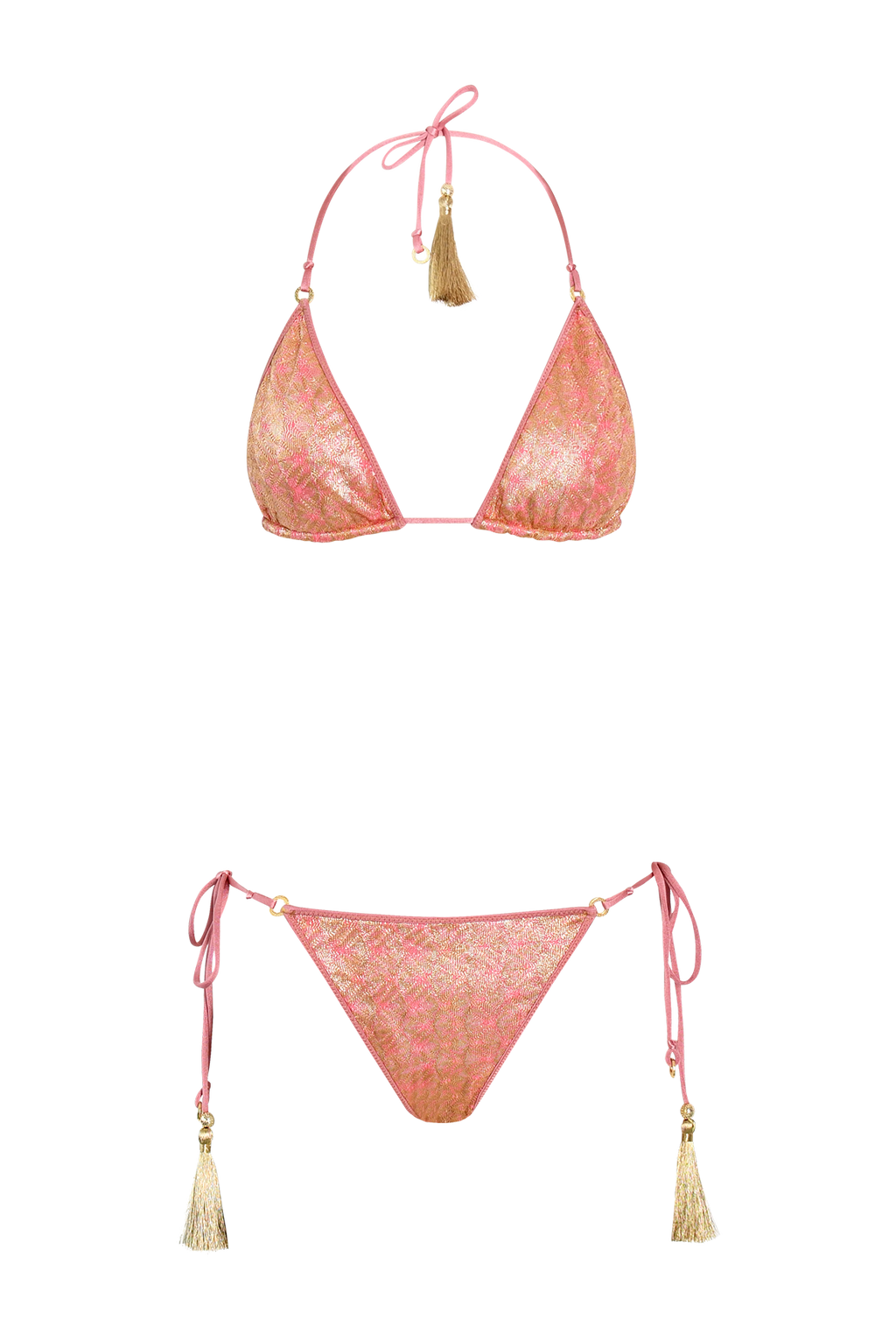 Gold Rose Knit Tiny Triangle Bikini