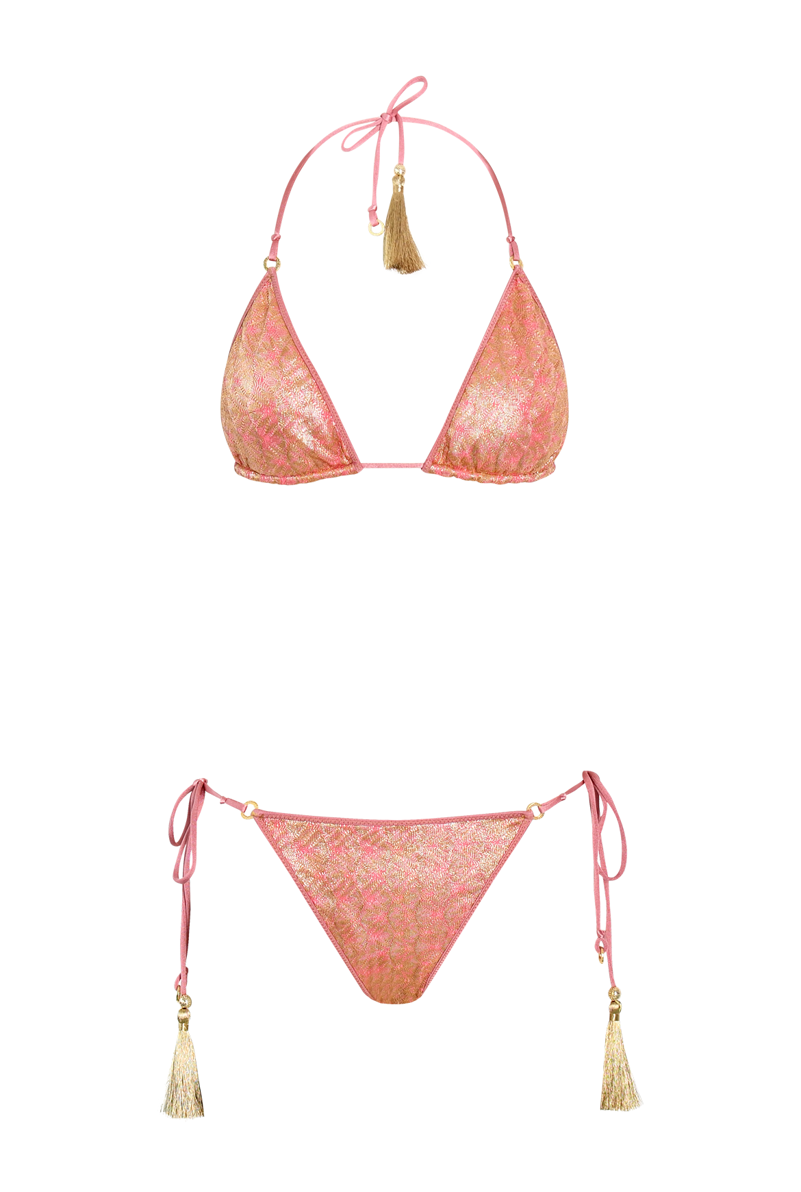 Gold Rose Knit Tiny Triangle Bikini