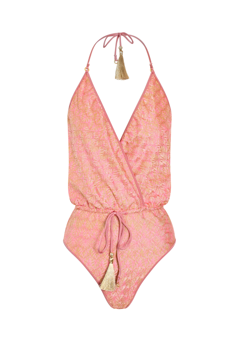 Rose Knit V-Swimsuit