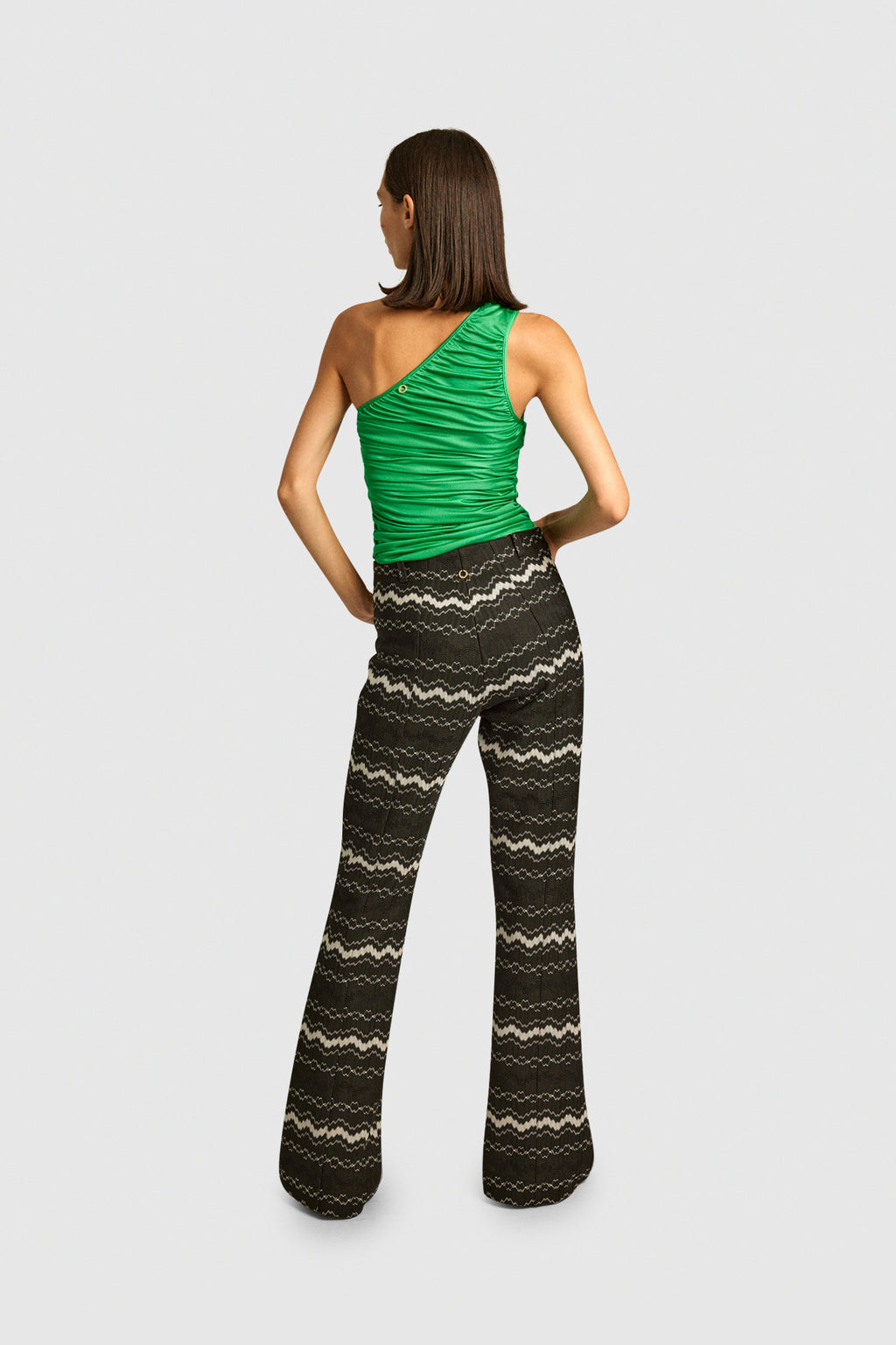 Mint Ruched One-Shoulder Top