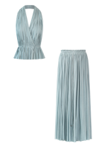 Ice Blue Silk Skirt & Top Set