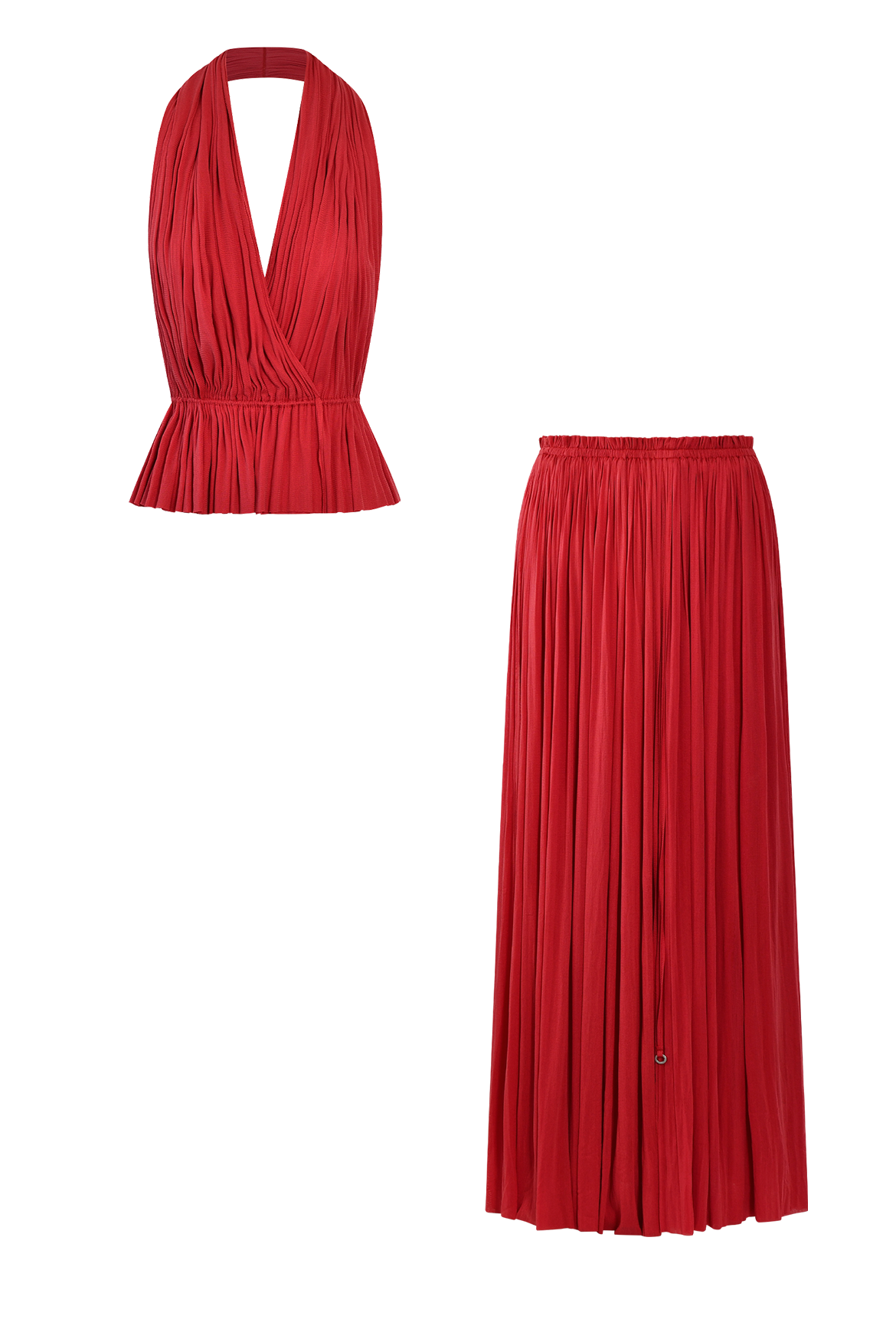 Red Silk Skirt & Top Set