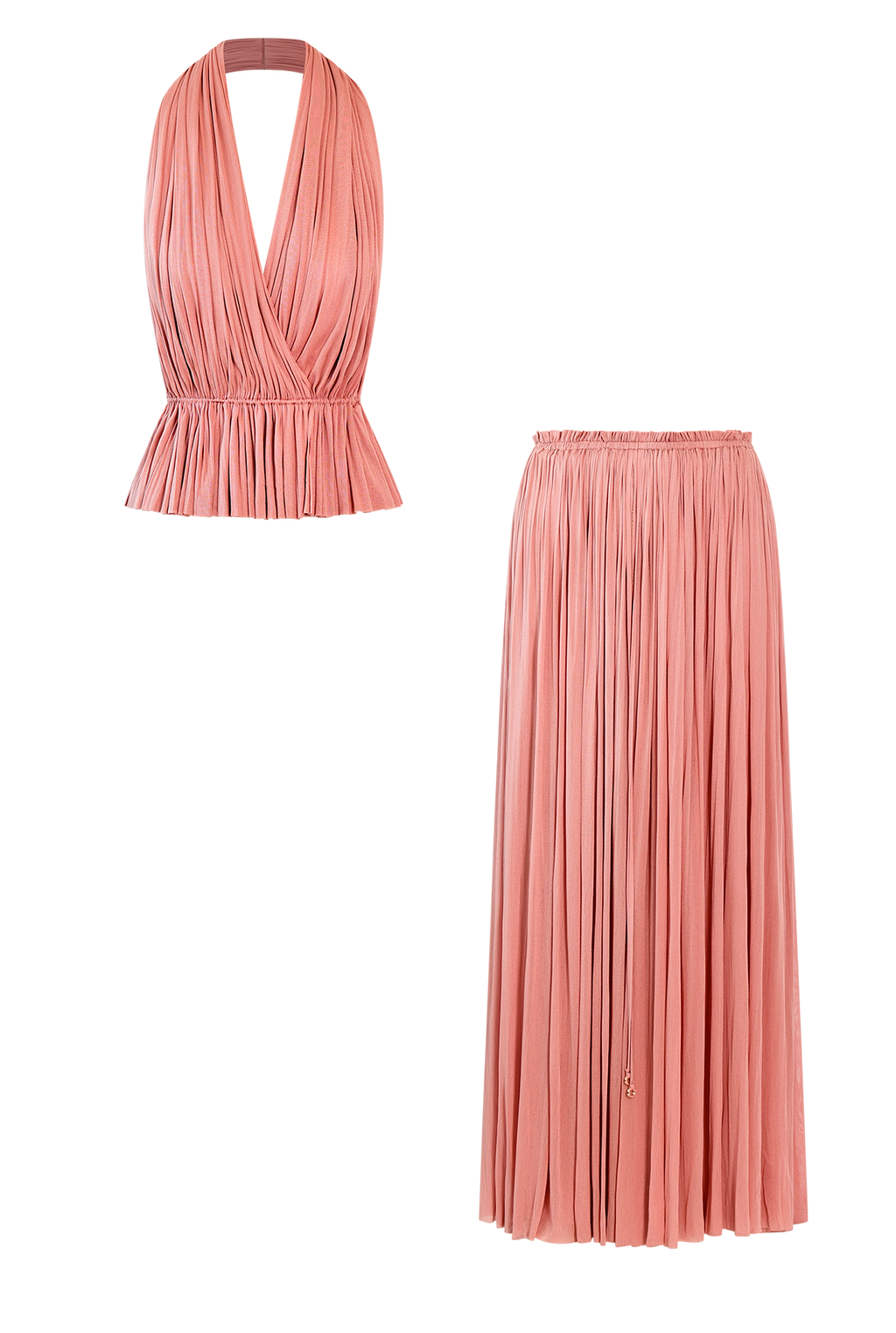 Blush Silk Skirt & Top Set