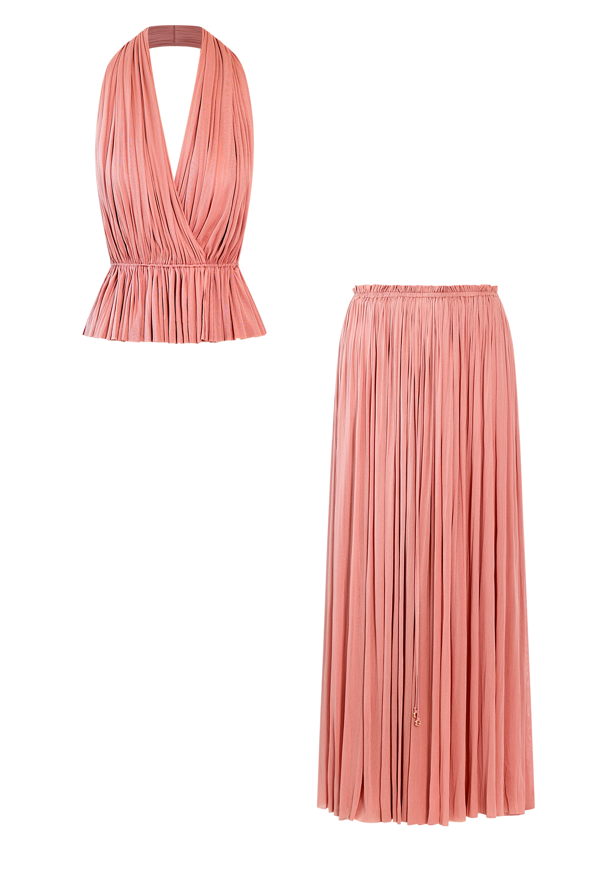 Blush Silk Skirt & Top Set