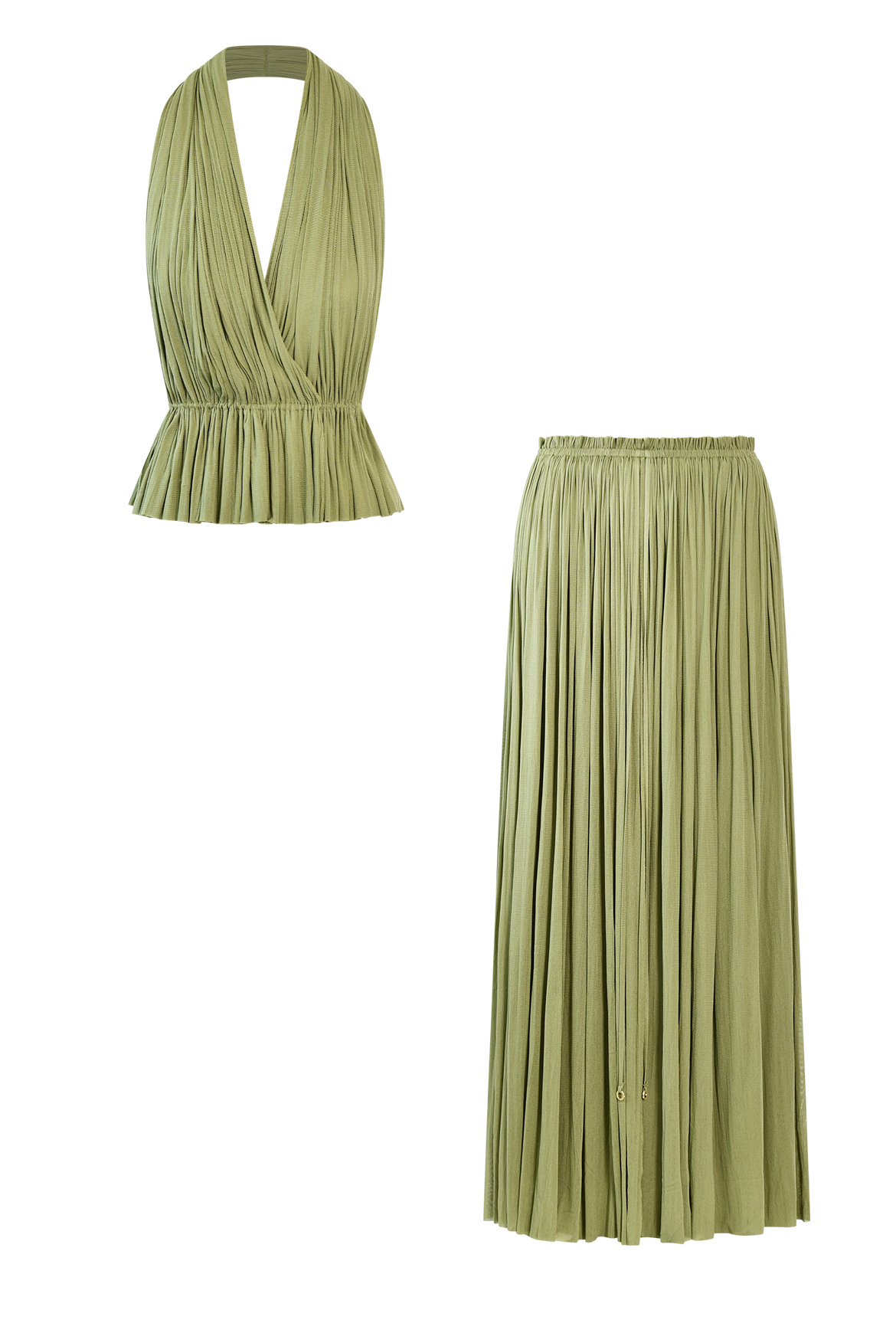 Green Silk Skirt & Top Set