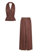 Brown Silk Skirt & Top Set