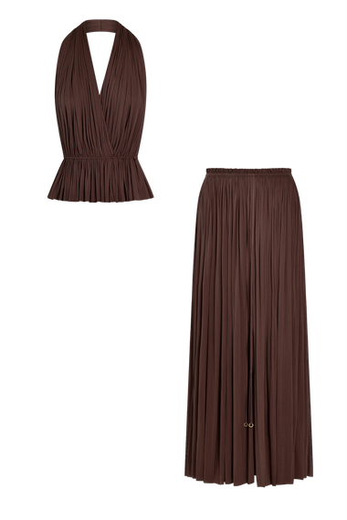 Chocolate Silk Tulle Set, skirt and top in 100% Grade 6A mulberry silk, HANNE BLOCH
