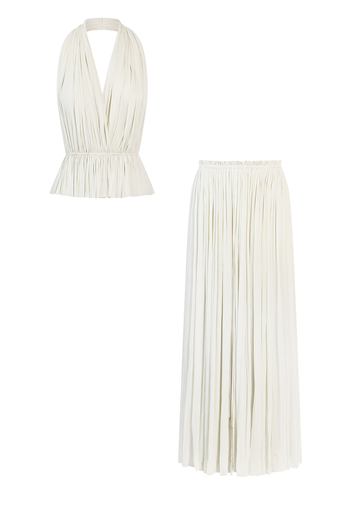 White Silk Skirt & Top Set