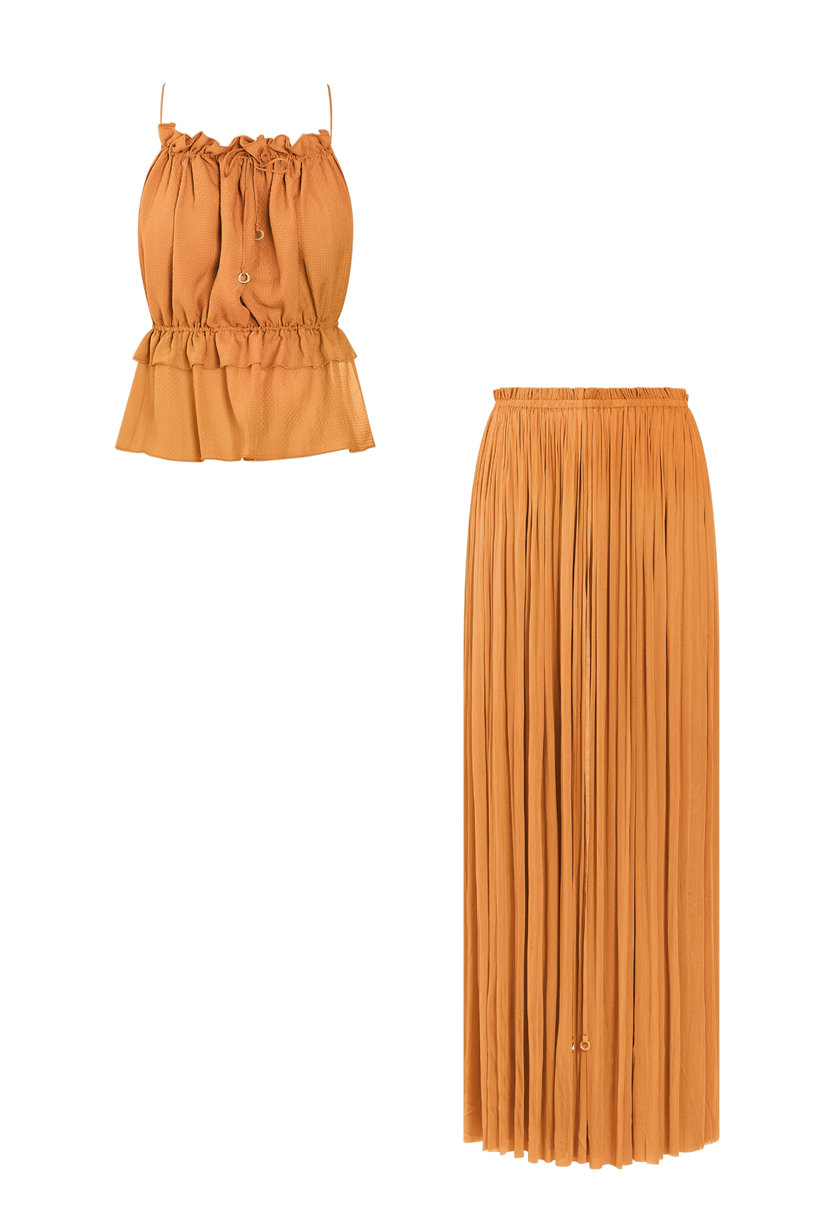 Rust Silk Skirt & String Top