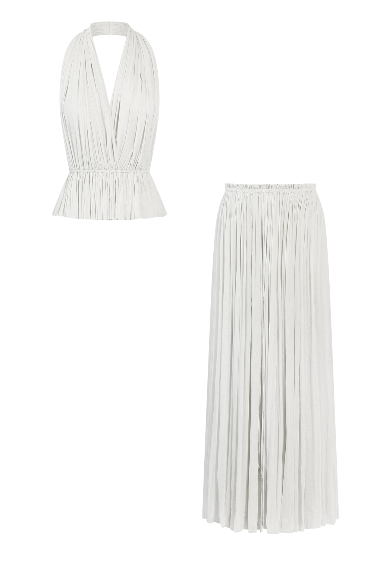 White Silk Tulle Set, skirt and top in 100% Grade 6A mulberry silk, HANNE BLOCH