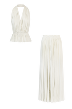 White Silk Skirt & Top Set