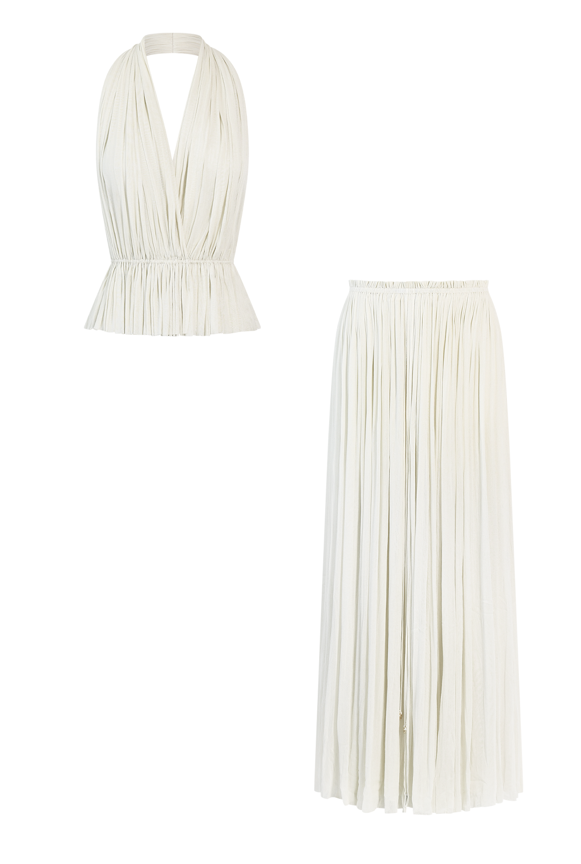 White Silk Skirt & Top Set