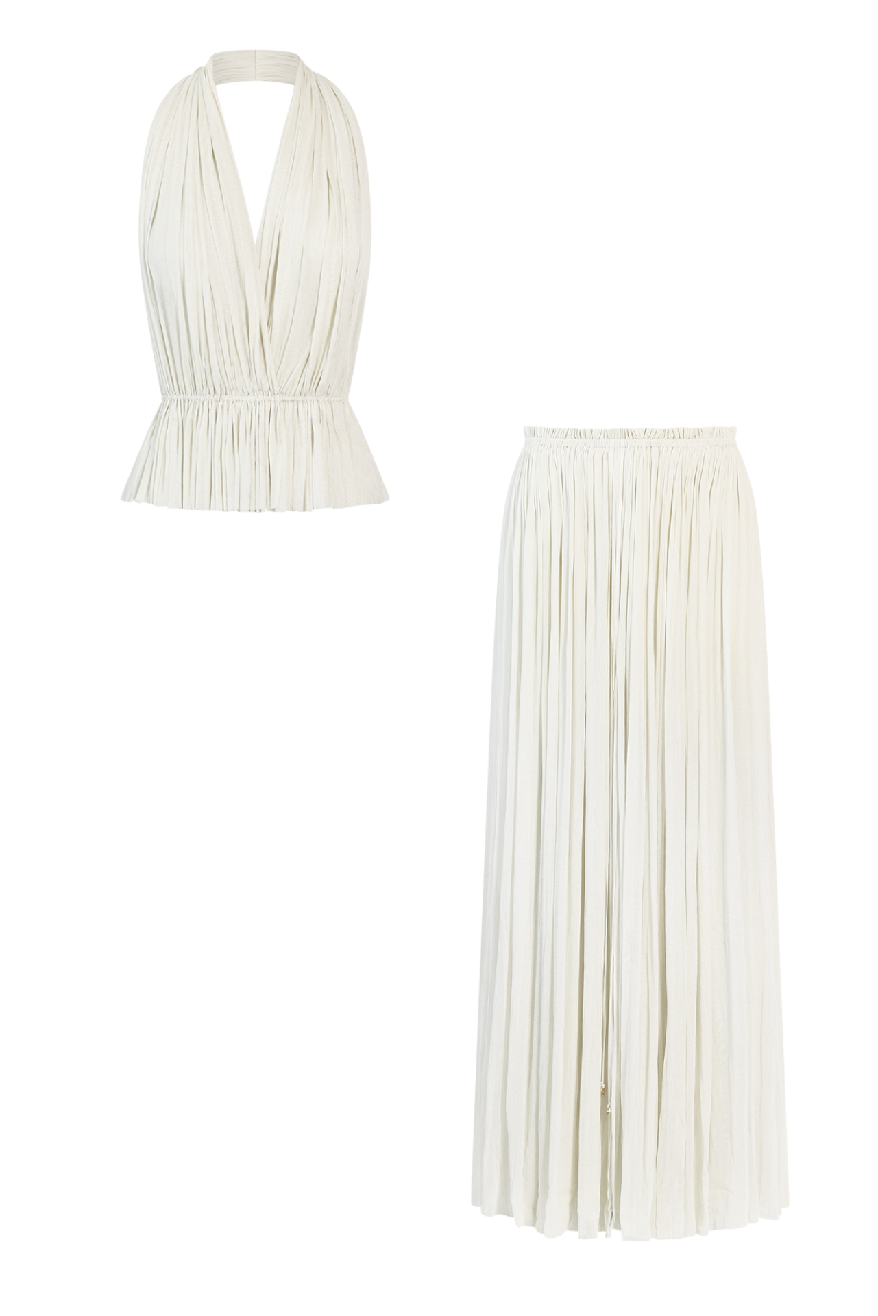 White Silk Skirt & Top Set