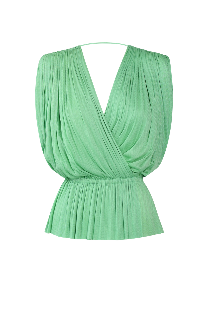 Mint Silk Tulle Top