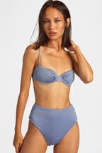 SkyBlue Glitter Balconette Bikini