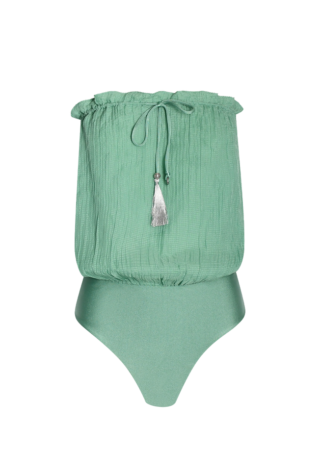 Ocean Bandeau Silk Swimsuit