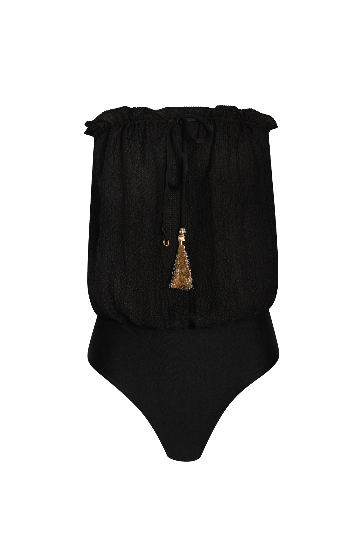 Black Bandeau Silk Swimsuit