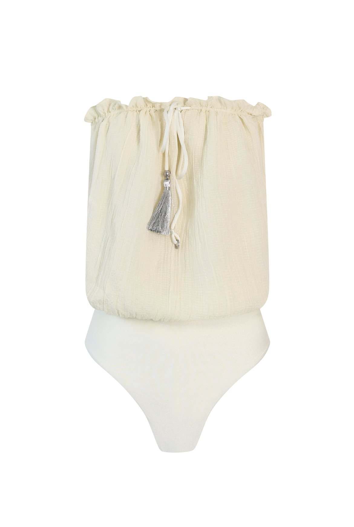 Ivory Bandeau Silk Swimsuit