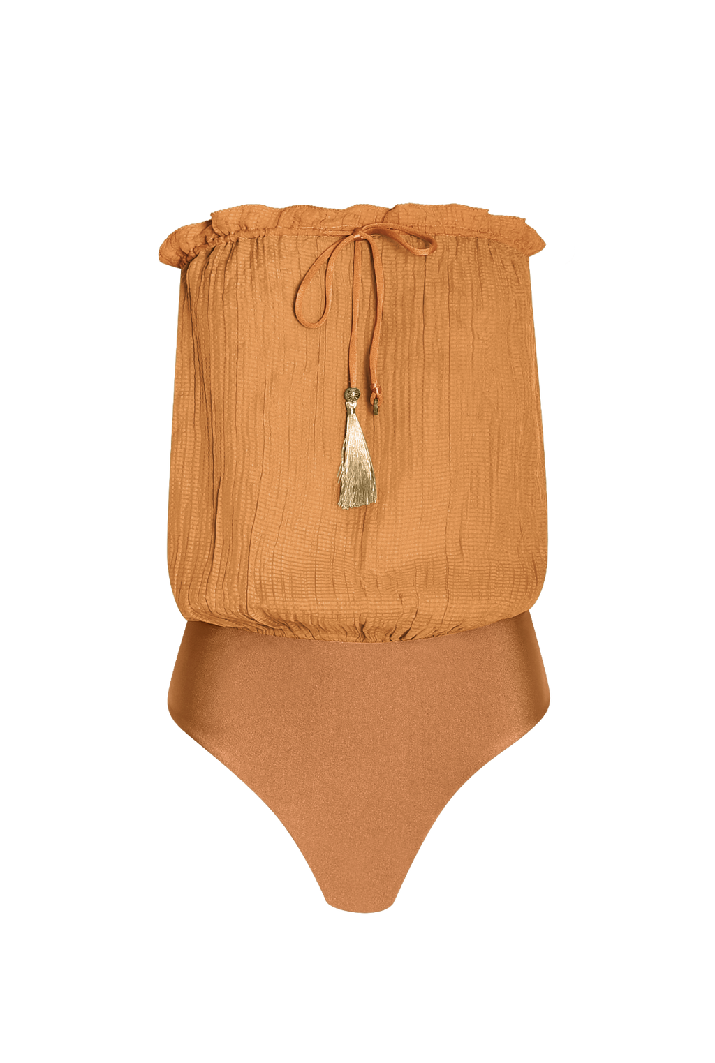 Rust Bandeau Silk Swimsuit