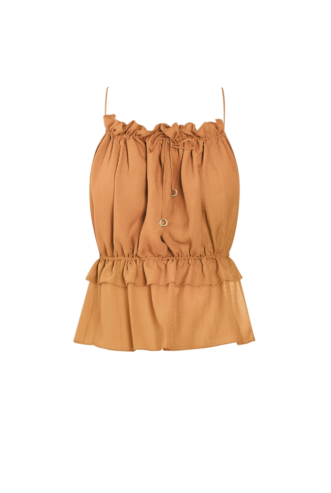 Rust String Silk Top