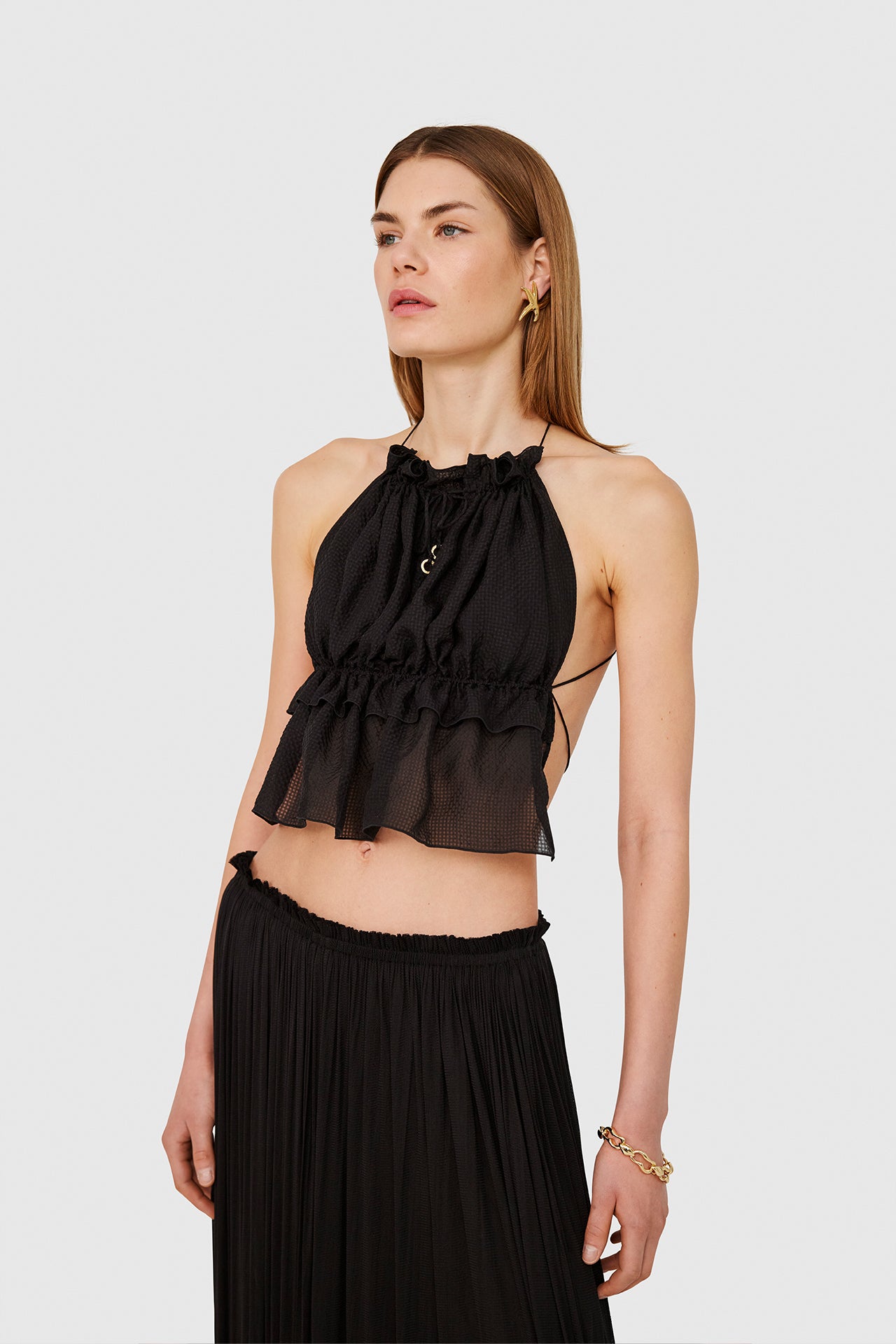 Black Silk Tulle Skirt
