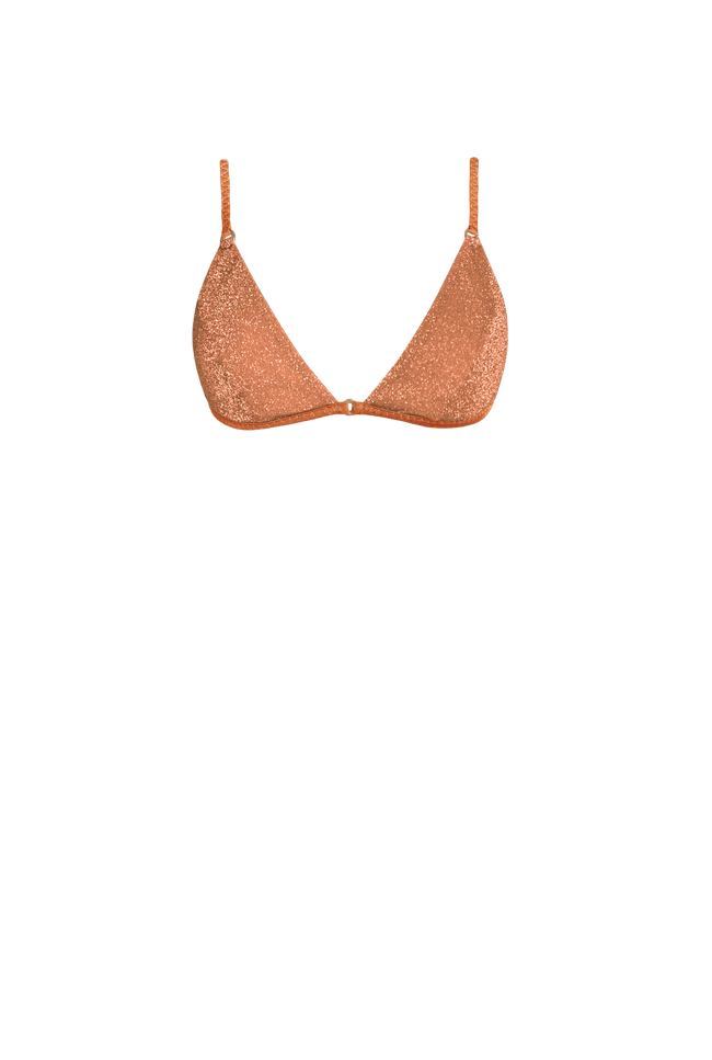 Rust Glitter Brazilian Bikini - Top