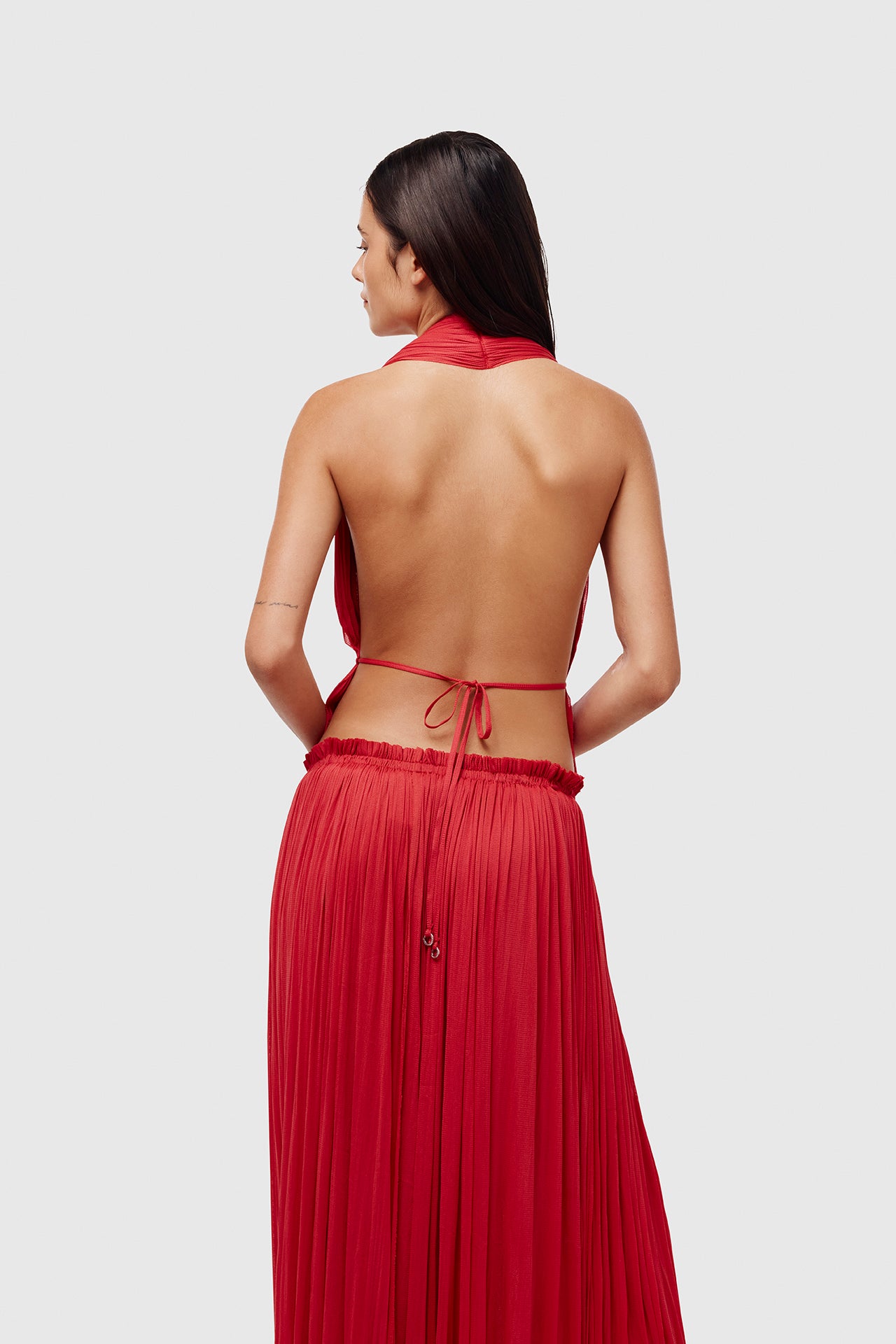 Red Silk Tulle Top